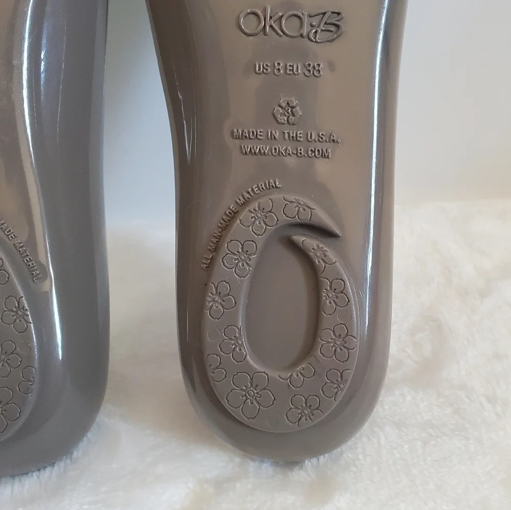 OKA B Taylor Gray Brown Jelly Rubber Ballet Slip On Flats Size US 8 EU 38